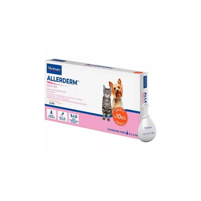 Allerderm Spot On Gatos y Perros menores a 10 Kg. 6 pipetas de 2 mL - Virbac