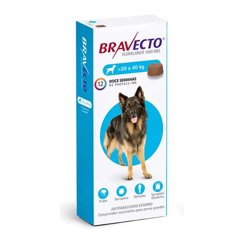 Bravecto Perros 20 a 40 Kg - Protección por 12 semanas