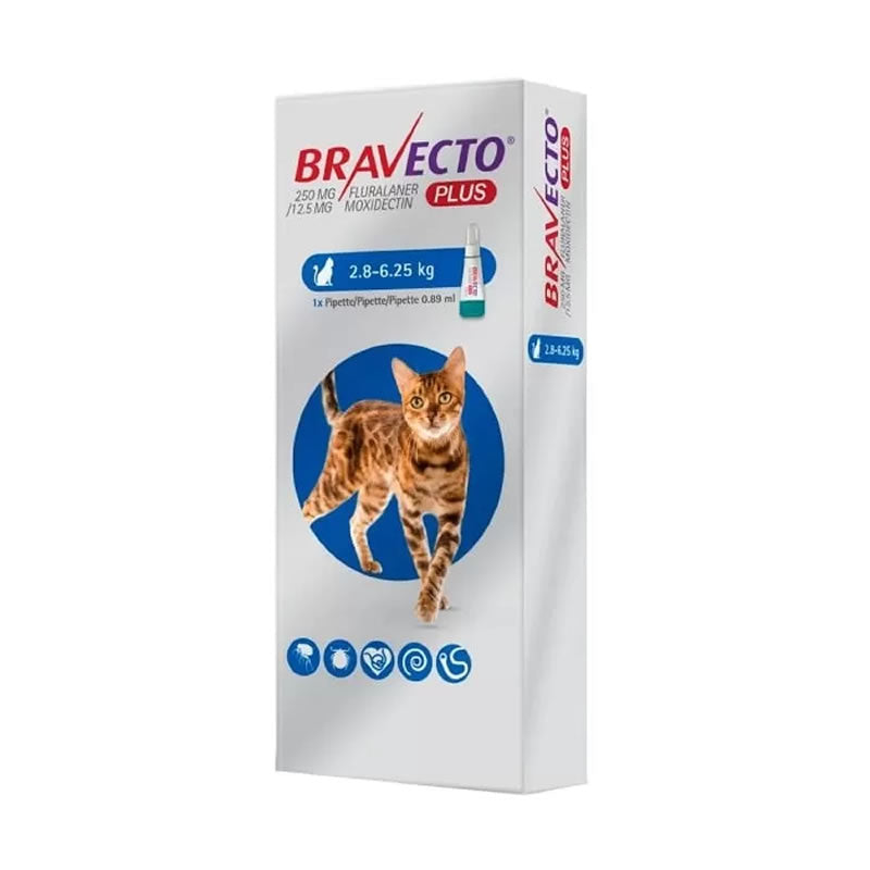 Bravecto Plus para Gatos 2,8 a 6,25 kg – Pipeta Antiparasitaria