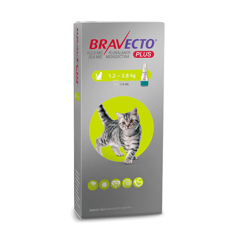 Bravecto Plus para Gatos 1,2 a 2,8 kg – Pipeta Antiparasitaria