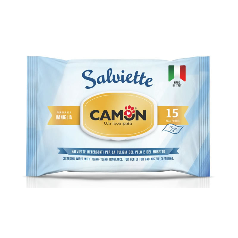 Camon Toallitas Húmedas con Vainilla – Perros y Gatos (15 unidades)