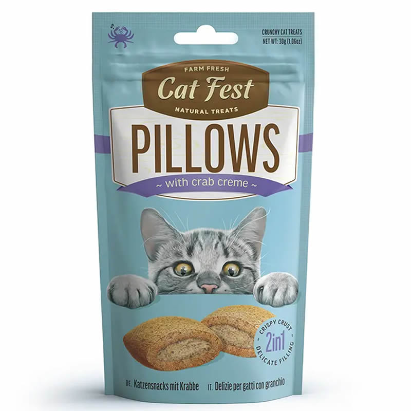 Cat Fest Pillows Snack Relleno de Crema de Cangrejo 30 g.