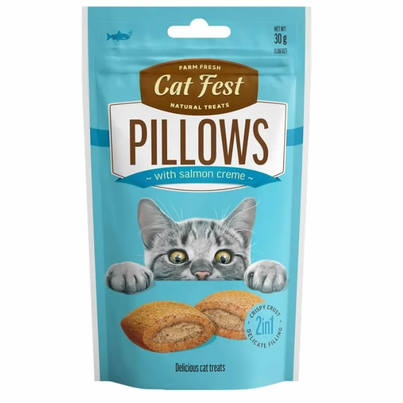 Cat Fest Pillows Snack Relleno de Crema de Salmon 30 g.