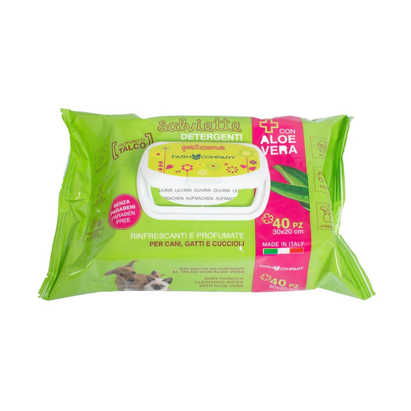 Farm Company Toallitas Húmedas con Aloe Vera – Perros y Gatos (40 unidades)
