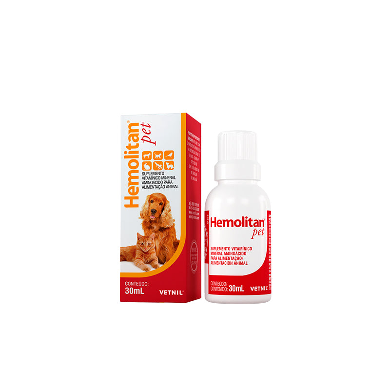 Hemolitan Pet Suplemento Vitamínico Mineral Aminoacídico 30 mL. Vetnil