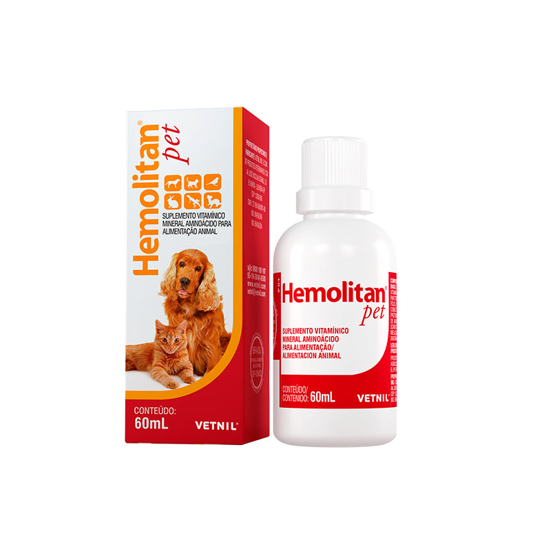 Hemolitan Pet Suplemento Vitamínico Mineral Aminoacídico 60 mL. Vetnil