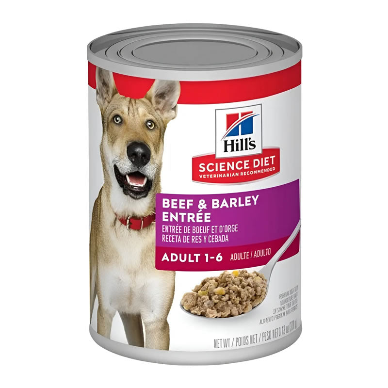 Hill’s Science Diet Adult 1-6 años Beef & Barley para Perros – Lata 13 oz / 370 g