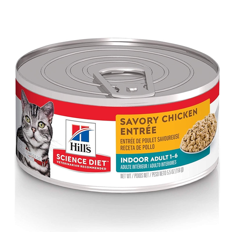 Hills Science Diet Savory Chicken Entree Indoor 1-6 para Gatos Lata 5.5 oz / 156 g.