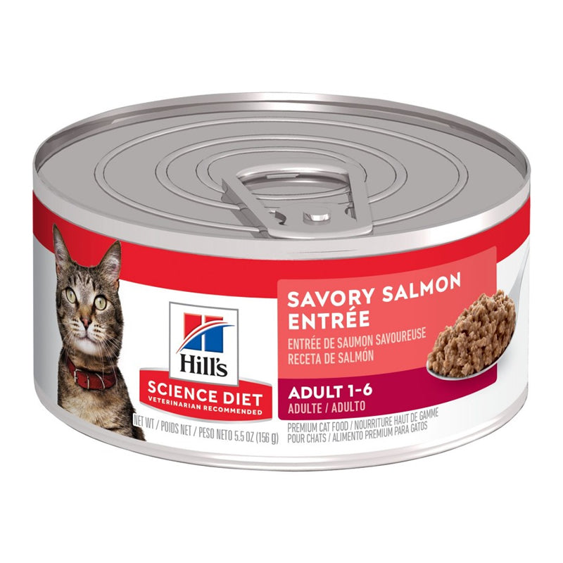 Hills Science Diet Savory Salmon Entree 1-6 para Gatos Lata 5.5 oz / 156 g.