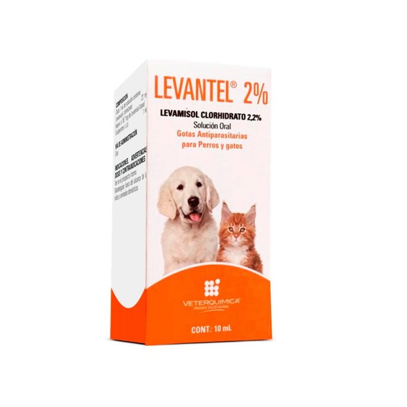 Levantel 2% – Antiparasitario Interno para Cachorros y Gatitos - Gotas 10 mL - Veterquimica