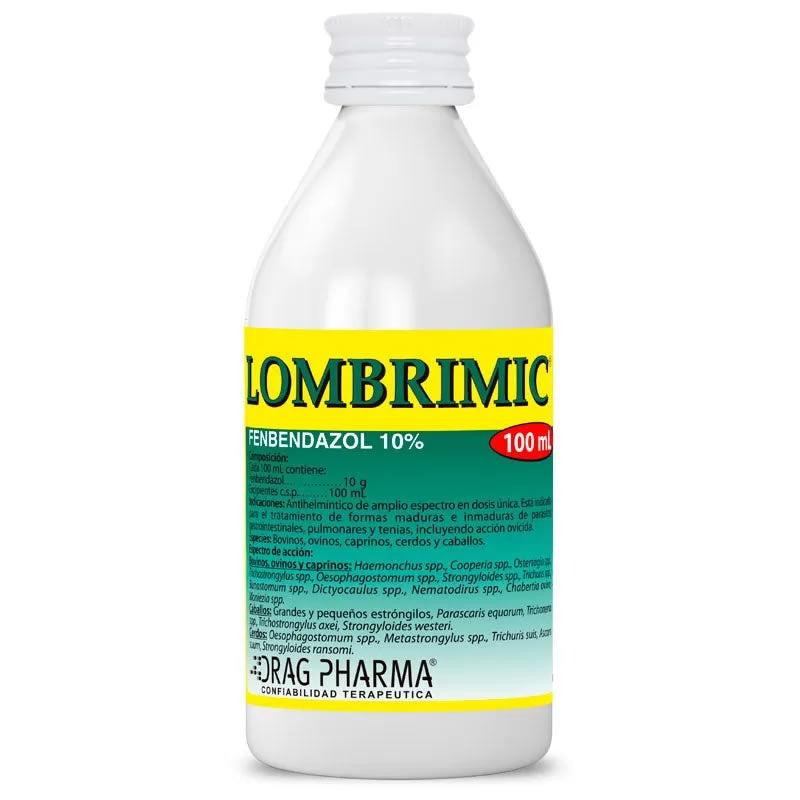 LOMBRIMIC Suspensión Oral 100 mL. Fenbendazol 10% DragPharma