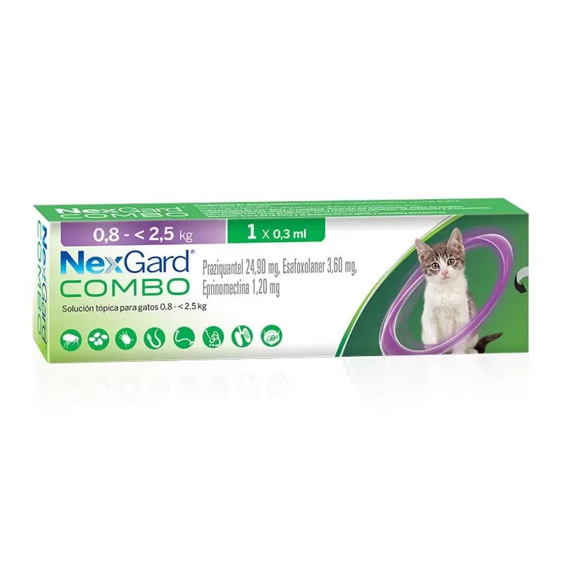 Nexgard Combo Antiparasitario Interno y Externo para Gatos de 0,8 a 2,5 Kg. Boehringer Ingelheim