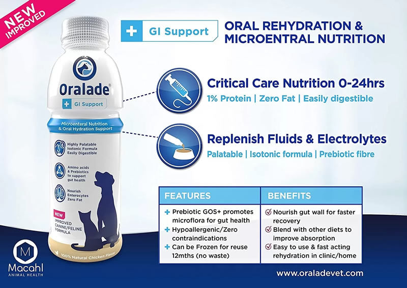 Oralade GastroIntestinal Perros y Gatos 500 mL.