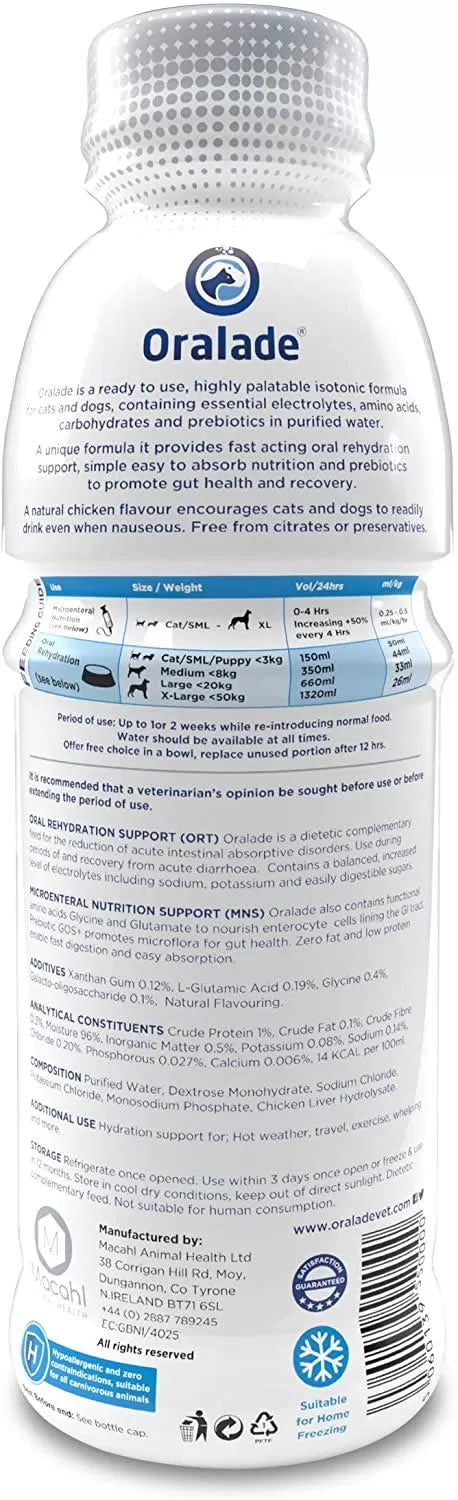 Oralade GastroIntestinal Perros y Gatos 500 mL.
