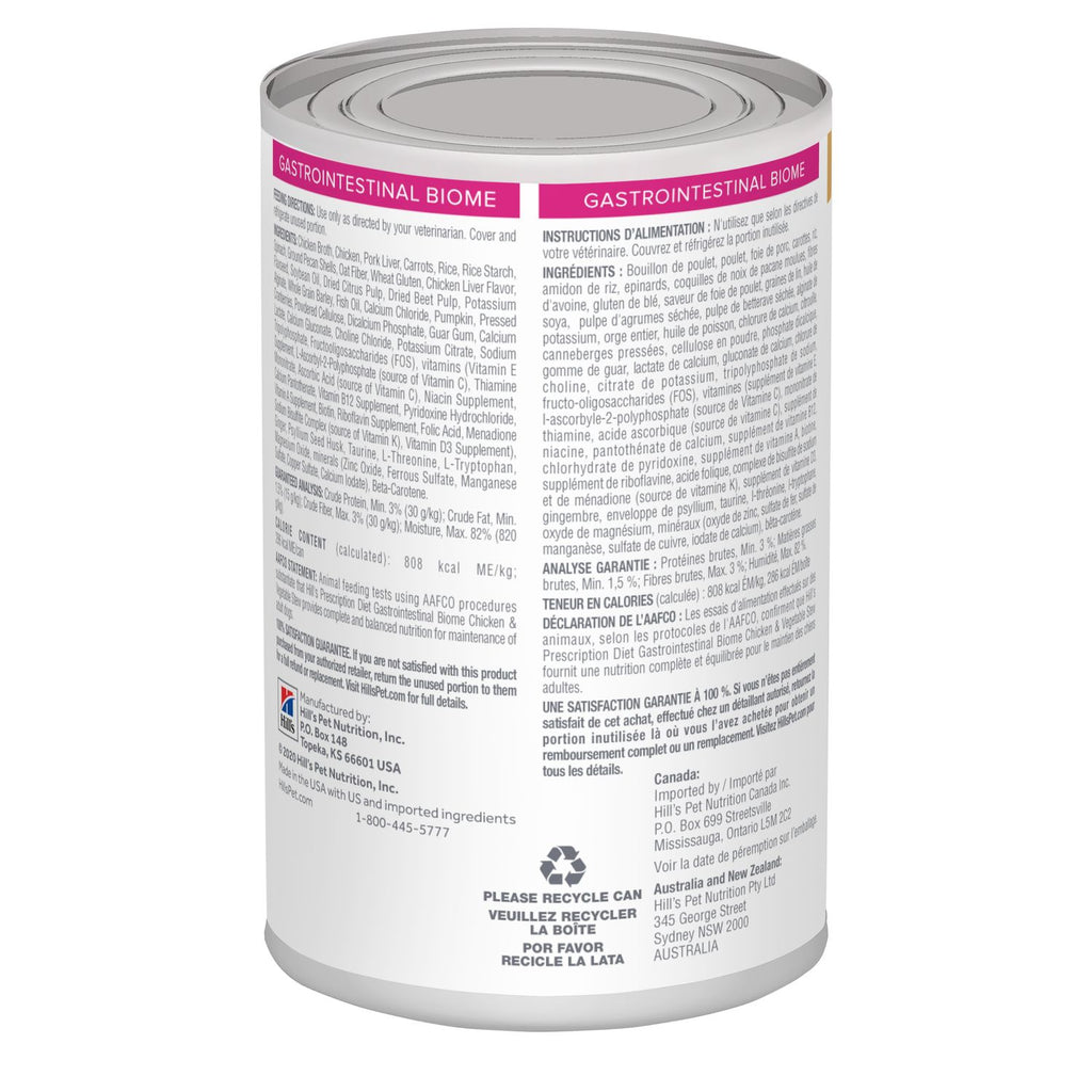 Hill's Prescription Diet Gastrointestinal Biome Alimento Húmedo para Perros Lata 12.5 oz (354 g)