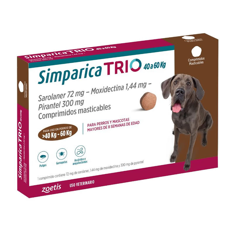 Simparica Trio – Perros de 40 a 60 kg (1 tableta) Zoetis